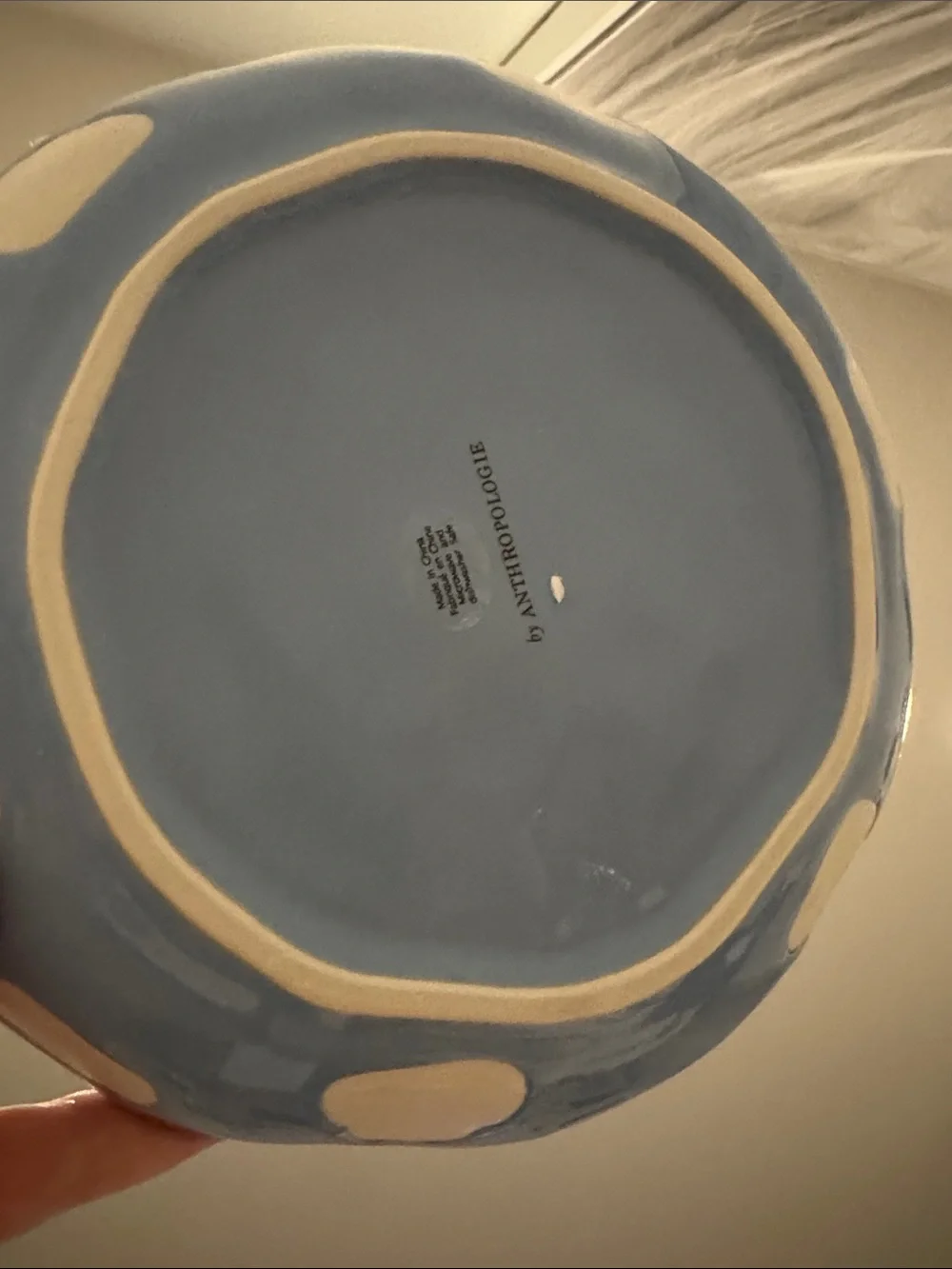 Anthropologie‎ Vida pasta Bowl clouds Blue glazed Ceramic
